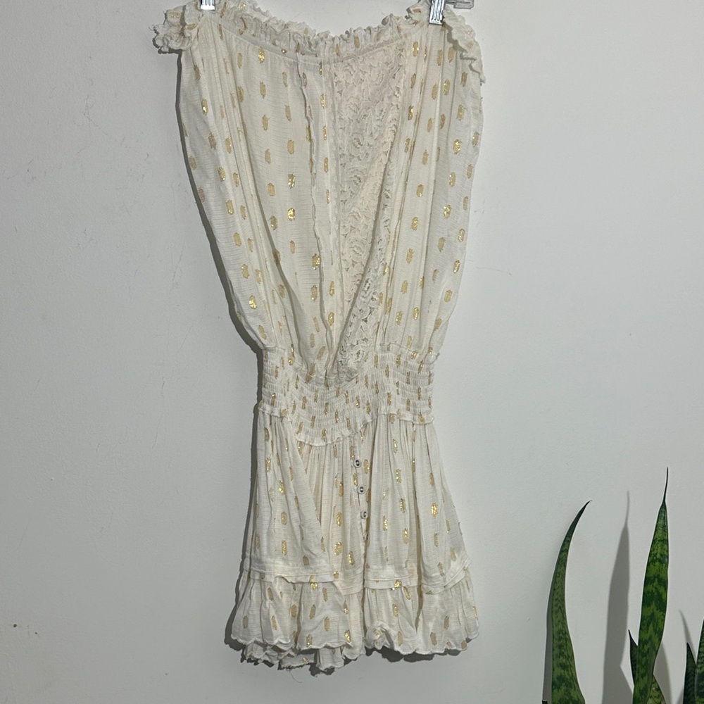 Chic White and Gold Women's Swim Coverup